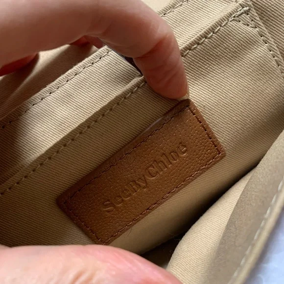 See By Chloe Floral Brown Linen and Leather Crossbody Accordion Bag - Picture 5 of 10